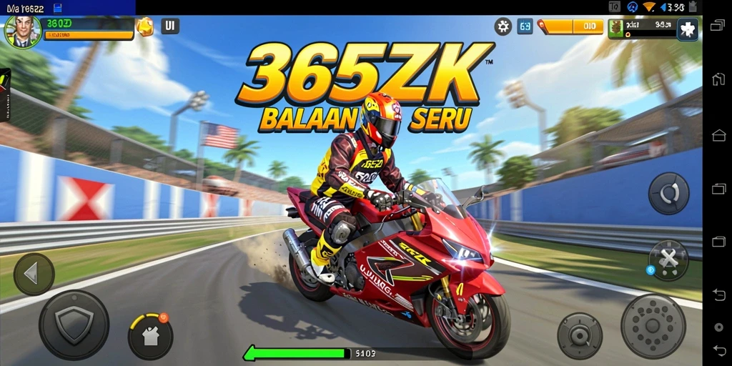 Screenshot gameplay 365ZK yang menampilkan mobil balap di lintasan.