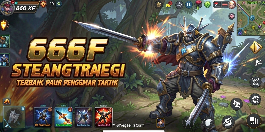 Tangkapan layar 666F menunjukkan aksi pertempuran strategis yang intens.