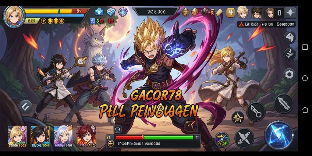 Tangkapan layar GACOR78 menunjukkan pertempuran epik karakter anime.