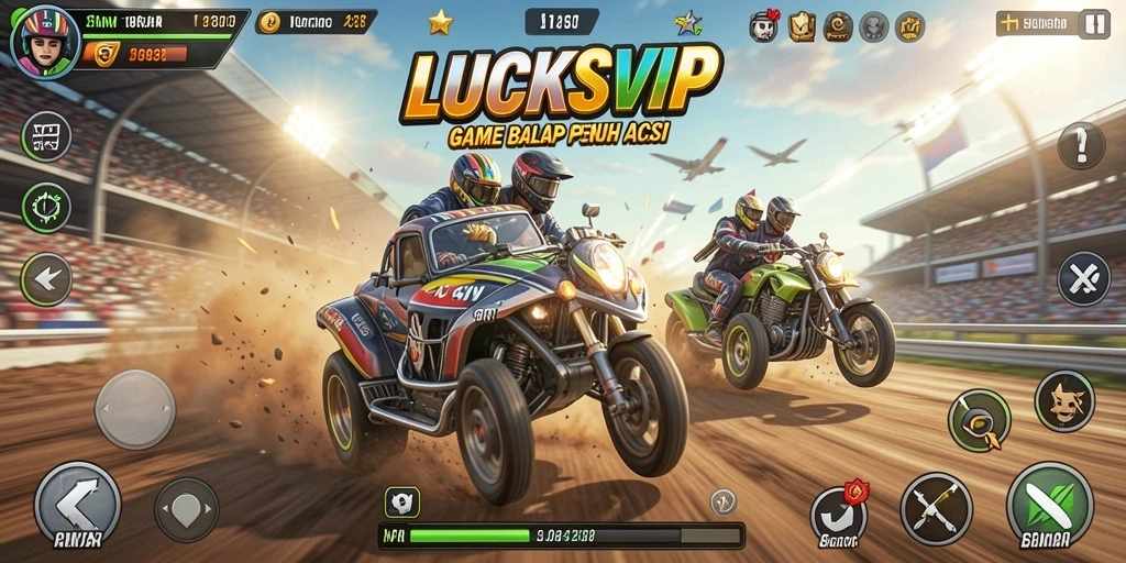 Tampilan gameplay LUCKSVIP yang mendebarkan dan penuh aksi balap.