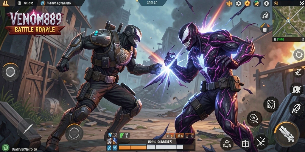 Tampilan gameplay intens dari VENOM889 dalam pertempuran Battle Royale.